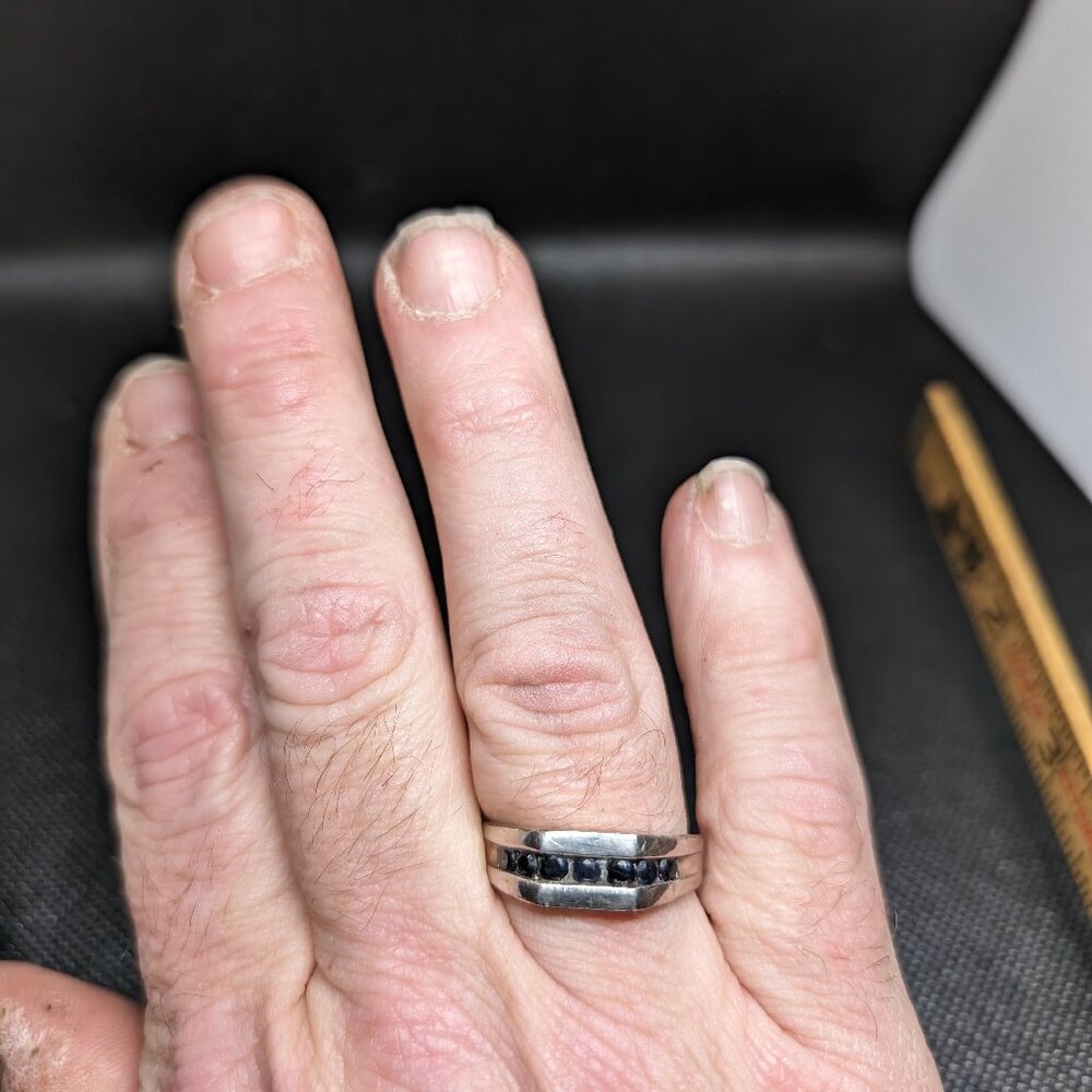 Very dark blue sapphire mens ring